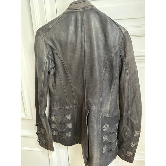 All Saints Karst Leather Tailcoat Jacket - Picture 4 of 11